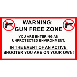 Gun Free Zone Warning Sticker